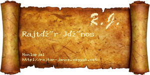 Rajtár János névjegykártya